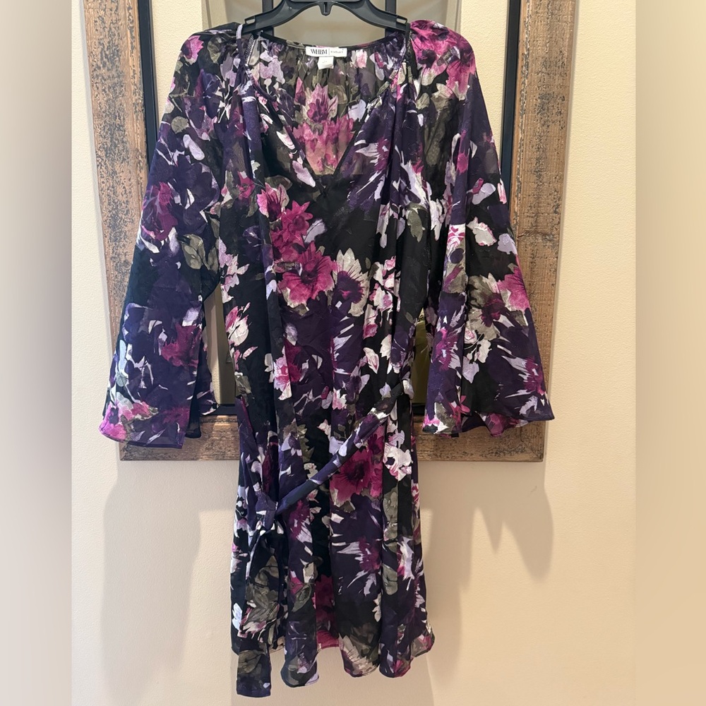White House Black Market Purple Floral Long Sleeve Dress